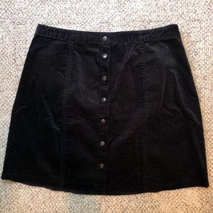 Black Corduroy Mini Skirt